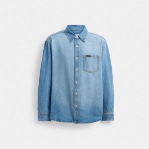 Hauts Coach Denim Shirt Homme Lavage Clair | UNKACPO-24