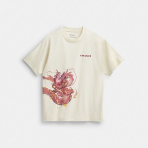 Hauts Coach New Year T Shirt With Dragon Homme Blanche | CXEUOBQ-47