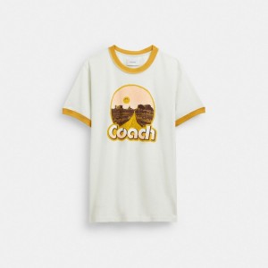 Hauts Coach Roadside Ringer T Shirt Homme Blanche | WSGONIK-23