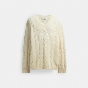 Hauts Coach Signature Sweater In Recycled Wool Homme Blanche | YOSMWQI-28