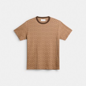 Hauts Coach Signature T Shirt Homme Marron | TYHAENB-02
