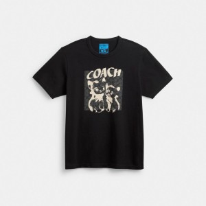 Hauts Coach The Lil Nas X Drop Signature Cats T Shirt Homme Noir | PFREMTU-36