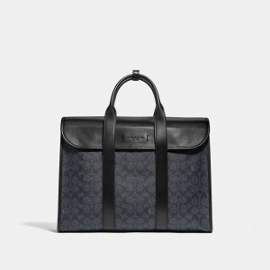 Mallette Coach Gotham Portfolio Bag In Signature Canvas Homme Noir Cuivre Grise Noir | JTUMFED-83