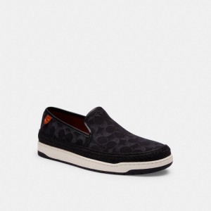 Mocassin Coach Miles Espadrille In Signature Denim Homme Noir Bleu | OKRPZEN-28