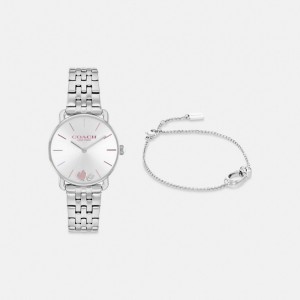 Montre Coach Elliot Watch Gift Set, 28 Mm Femme Grise | CDUTKZL-48