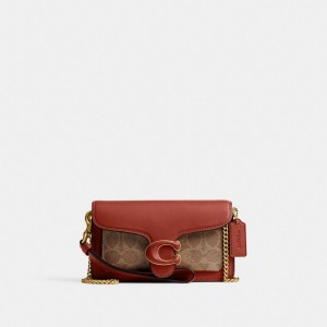Montre Coach Tabby Crossbody Wristlet In Signature Canvas Femme Marron Rouge | HNAJTVS-21