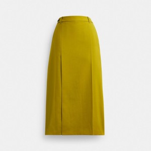 Pantalons Coach Long Tailored Skirt Femme Vert | QEOBCAJ-30