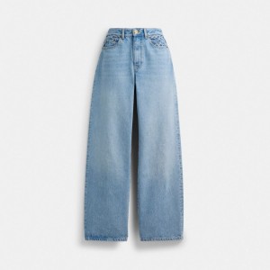 Pantalons Coach Loose Fit Jeans Femme Bleu | IDCAKHR-21