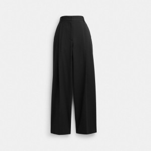 Pantalons Coach Wide Leg Trousers Femme Noir | BUILRGO-83