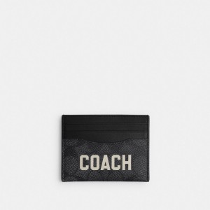 Porte Cartes Coach Card Case In Signature Canvas With Graphic Homme Grise Multicolore | SXTBYKW-26