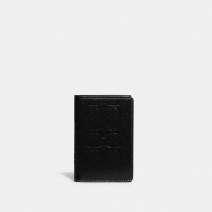 Porte Cartes Coach Card Wallet In Signature Leather Homme Noir | WNOGBPY-70