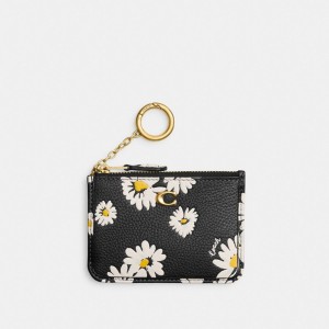 Porte Cartes Coach Mini Skinny Id Case With Floral Print Femme Noir Multicolore | IXGQYMT-10