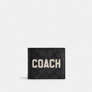 Porte-billets Coach 3 In 1 Wallet In Signature Canvas With Graphic Homme Grise Multicolore | ELSIYRM-26