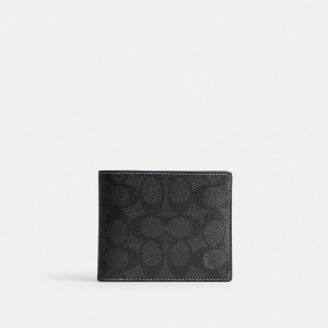 Porte-billets Coach 3 In 1 Wallet In Signature Canvas Homme Grise | JGCHVIN-95