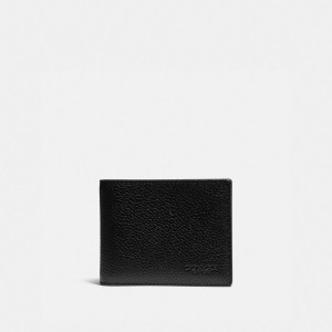 Porte-billets Coach Slim Billfold Wallet With Signature Canvas Detail Homme Noir Kaki | PTFKGZN-23
