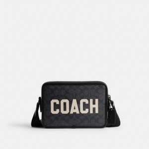Sac Bandoulière Coach Charter Crossbody Bag 24 In Signature Canvas With Graphic Homme Grise Multicolore | BTCNHVI-45
