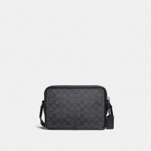 Sac Bandoulière Coach Charter Crossbody Bag 24 In Signature Canvas Femme Noir Cuivre Grise | SYPJRFH-06