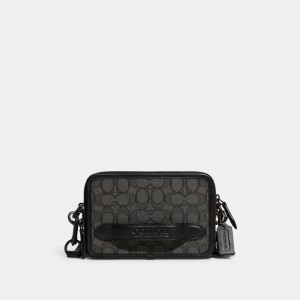 Sac Bandoulière Coach Charter Crossbody In Signature Jacquard Homme Grise Noir | XGEWVKY-17