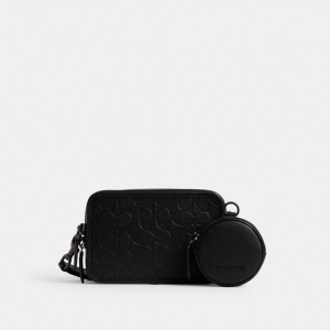 Sac Bandoulière Coach Charter Crossbody With Hybrid Pouch In Signature Leather Homme Noir | KYUSZJB-46