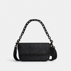 Sac Bandoulière Coach Charter Flap Crossbody 18 In Signature Canvas Homme Grise | XNEPRDW-30