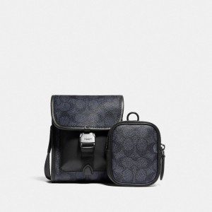 Sac Bandoulière Coach Charter North/South Crossbody With Hybrid Pouch In Signature Canvas Homme Grise | OPGNEMK-40