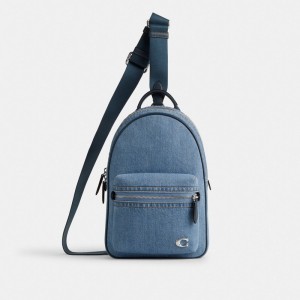 Sac Bandoulière Coach Charter Pack Homme Indigo Bleu | FEKLAWS-16