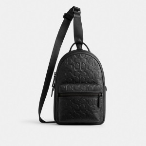 Sac Bandoulière Coach Charter Pack In Signature Leather Homme Noir | OXJDYLT-02