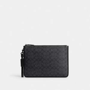 Sac Bandoulière Coach Charter Pouch In Signature Canvas Homme Grise | XAZGLUY-23