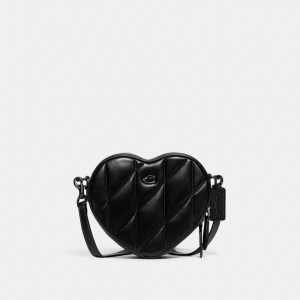 Sac Bandoulière Coach Heart Crossbody Bag With Quilting Femme Bleu Grise Noir | WVOIJLQ-59