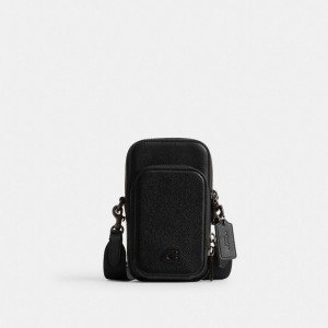 Sac Bandoulière Coach Phone Crossbody Homme Noir | QSATINW-10