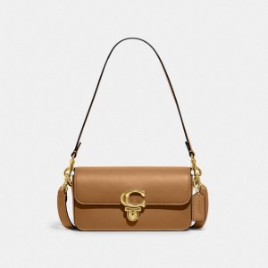 Sac Bandoulière Coach Studio Baguette Bag Femme Marron Clair | BSORDEA-73