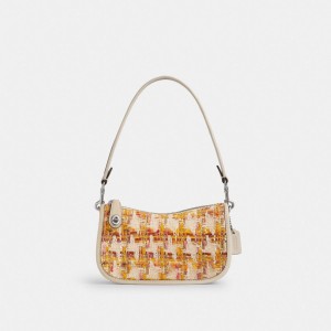 Sac Bandoulière Coach Swinger Bag 20 In Tweed Femme Argent Multicolore | YWJPDAV-72