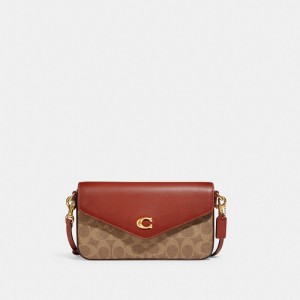 Sac Bandoulière Coach Wyn Crossbody Bag In Signature Canvas Femme Marron Rouge | QFRSCXL-74