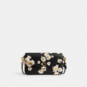 Sac Bandoulière Coach Wyn Crossbody Bag With Floral Print Femme Noir Multicolore | QPAOYBS-73