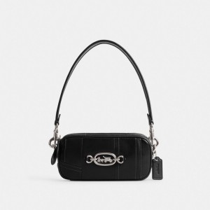 Sac Porté Épaule Coach Avery Shoulder Bag In Patchwork Femme Argent Noir | SMPFXIJ-81