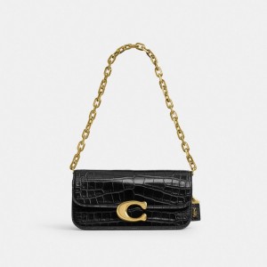Sac Porté Épaule Coach Idol Bag 23 In Alligator Femme Noir | BFRUPVM-43