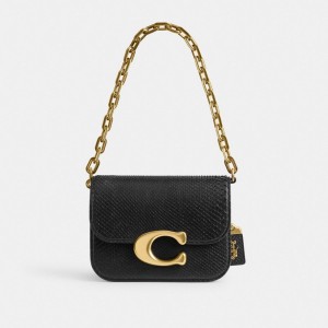 Sac Porté Épaule Coach Idol Bag In Python Femme Noir | KZNJPXG-29