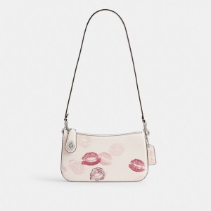 Sac Porté Épaule Coach Penn Shoulder Bag With Lip Print Femme Argent Multicolore | CTQNUZJ-86