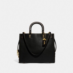 Sac Porté Épaule Coach Rogue Bag In Regenerative Leather Femme Noir | LUHZVTW-97