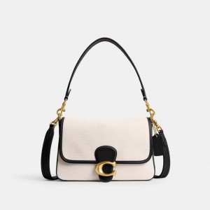 Sac Porté Épaule Coach Soft Tabby Shoulder Bag Femme Bleu Clair Grise Noir | WXOUEVC-24
