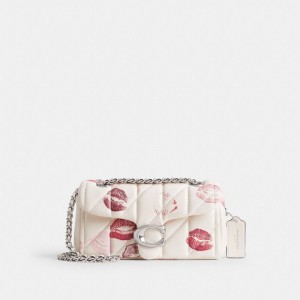 Sac Porté Épaule Coach Tabby Shoulder Bag 20 With Quilting And Lip Print Femme Argent Multicolore | NPIQWRM-97