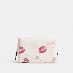 Sac de Voyage Coach Essential Cosmetic Pouch With Lip Print Femme Argent Multicolore | HFIKMUB-13