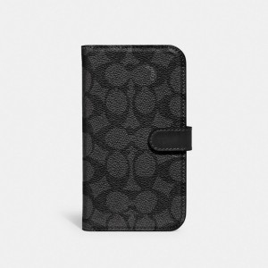 Sac de Voyage Coach Iphone 14 Pro Folio In Signature Canvas Femme Grise | NKXEWFU-79
