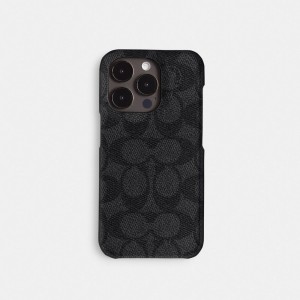 Sac de Voyage Coach Iphone 15 Pro Max Case In Signature Canvas Femme Grise | DMNPJKQ-39