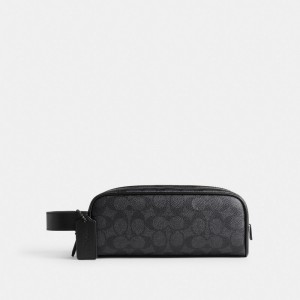 Sac de Voyage Coach Travel Kit In Signature Canvas Homme Grise | JBHLXSQ-30