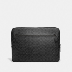 Sac de Voyage Coach Zip Around Laptop Case In Signature Canvas Homme Grise | SNQFZWK-32