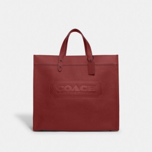 Sacs Fourre Tout Coach Field Tote Bag 40 With Badge Homme Rouge | CHBXMKN-83