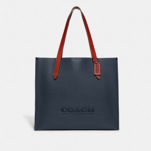 Sacs Fourre Tout Coach Relay Tote Bag Femme Bleu | YJKGHWS-04