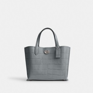 Sacs Fourre Tout Coach Willow Tote Bag 24 Femme Argent Grise Bleu Multicolore | JTZWHFE-52