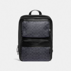 Sacs à Dos Coach Gotham Backpack In Signature Canvas Homme Noir Cuivre Grise Noir | UXFGEYJ-48